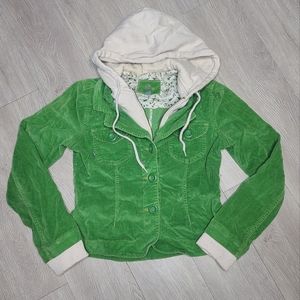 Girls Medium Hooded Corduroy Jacket